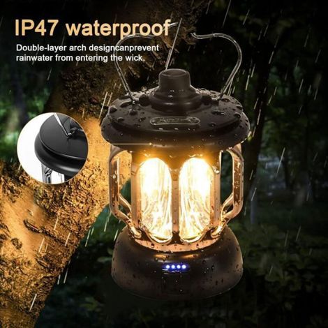 Lampe De Camping - Rechargeable USB Type C - Dimmable 2700-6500 K - Power Bank 5200 mAh - 12x12x18 cm - 468 g (1/5)