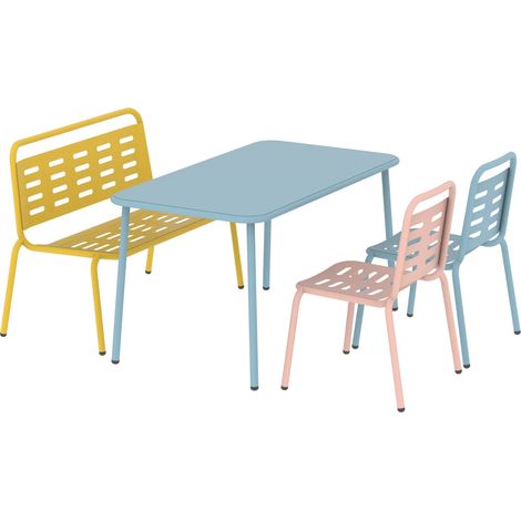 Set di 4 mobili per bambini blu giallo rosa 030009401