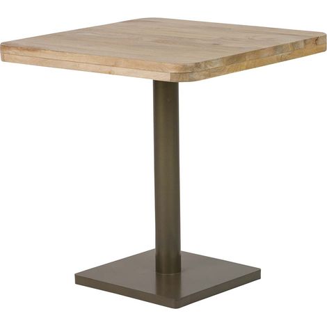 Esstisch aus braunem Metall und Mangoholz, 70 x 70 x 72 cm (1/5)
