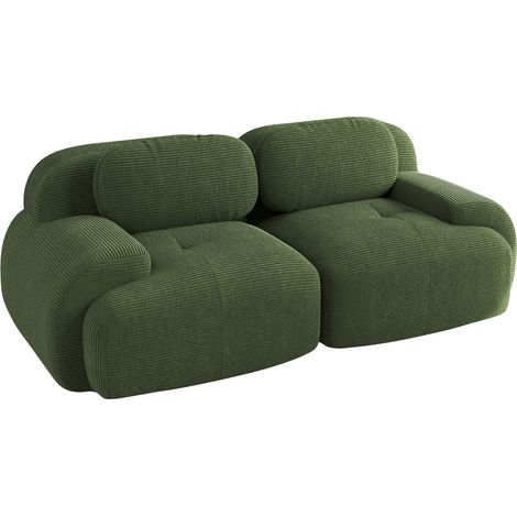 Canapé modulable en velours côtelé vert avec accoudoirs courbes et base antidérapante (1/5)