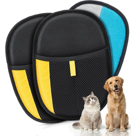 Set mit 2 Tierhaarentfernungshandschuhen, magische Pflegehandschuhe für Hunde und Katzen, Entwirrungs- und Reinigungshandschuhe zur Tierhaarentfernung (2418CM) (1/5)