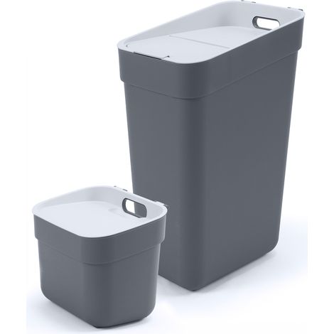 Curver Ready to Collect Recycling Bin Bundle, 1 x5L 1 x30L, Dark Grey (1/5)