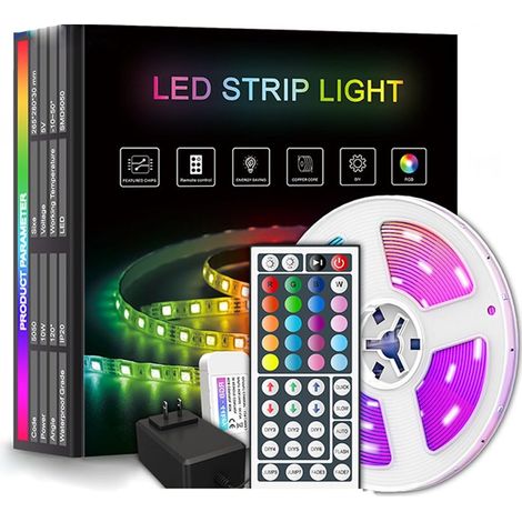 Bande lumineuse LED for TV,bande lumineuse LED ambiante colorée RVB,lumière jeu LED avec télécommande infrarouge 44 touches,bande rétroéclairage for ordinateur TV en mode musique for chambre à coucher (1/5)