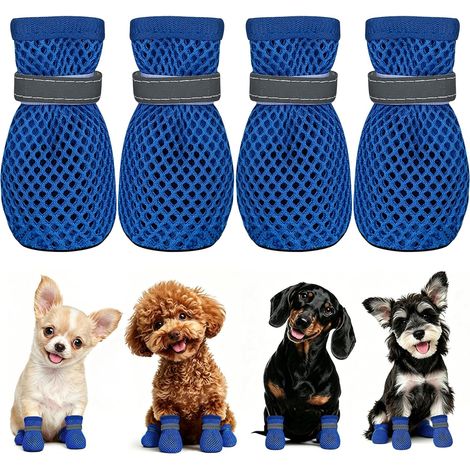 Chaussures d’Été pour Petits Chiens 4 Pièces Chaussures en Maille Respirantes et Antidérapantes pour l’Extérieur Protègent Les Pattes des Brûlures Attention: ne Choisissez Pas Votre Taille habituelle (1/5)