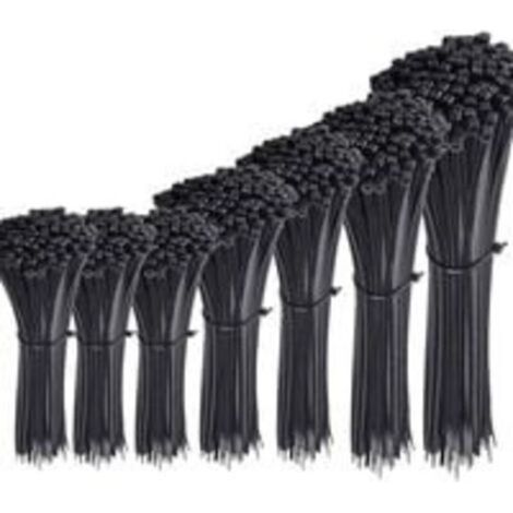 700 Pièce Colliers Nylon de Serrage de Noir, Longueurs 4"/ 6"/ 8"/ 10"/ 12"