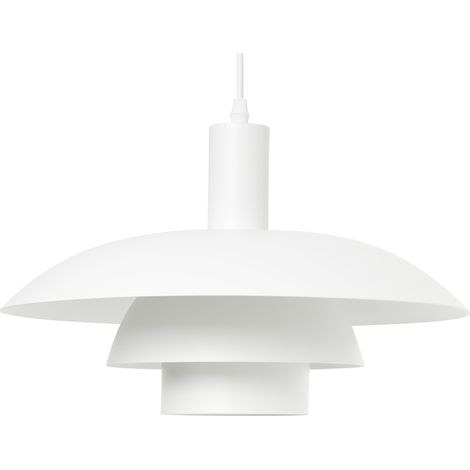 Lámpara colgante de metal con varios niveles estilo vintage de mediados de siglo blanco Hilba