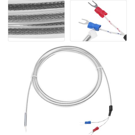 Thermoelement Typ K aus Teflon, wasserdicht, korrosionsbeständig, säure- und laugenbeständig, 2-Draht-Thermoelement-Widerstandstemperatursensor (3 Meter Messdraht) (1/5)