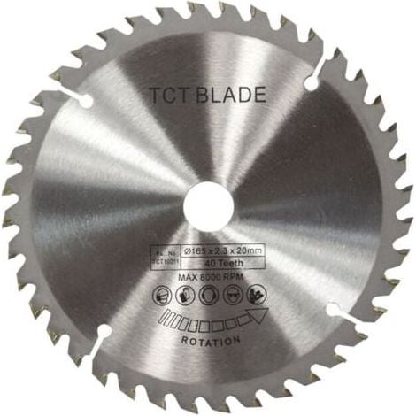 Lame Scie Circulaire TCT 165mm 40 Dents Coupe Bois Argent (1/4)