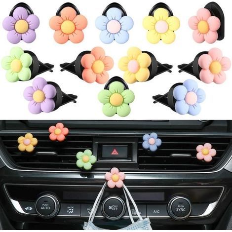 Set di 12 deodoranti per auto a forma di margherita - Accessori per auto - Accessori decorativi per auto (1/4)