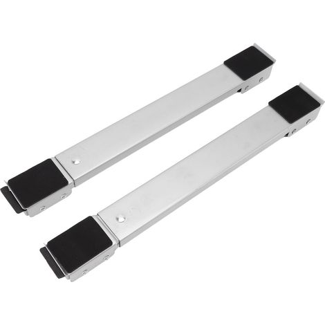 2 Jeux de Roulettes Mobiles pour Meubles, Support de Levage avec Roues pour Réfrigérateur et Lave-linge en Argent (1/5)