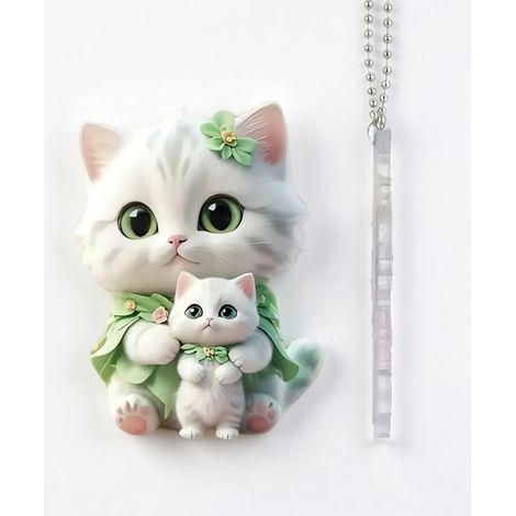 Colgante de acrílico gata y su gatito para coche, 5 cm (1/5)