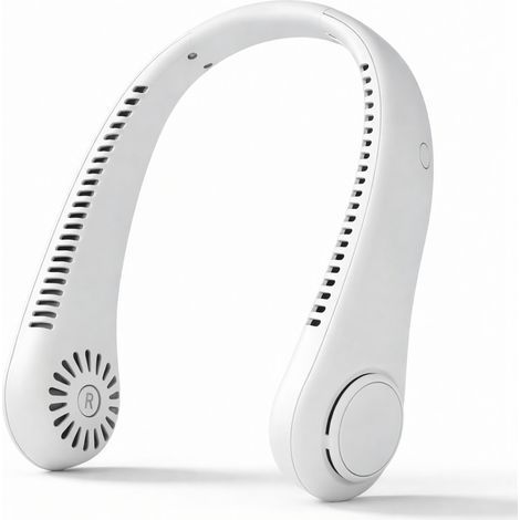 Ventilateur de cou USB portable sans lames 3 vitesses blanc 16,5 cm pour extérieur et bureau (1/5)