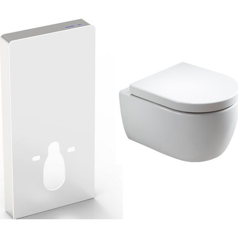 WC-Komplettpaket Bernstein 41 NT2039 Weiß mit Soft-Close Sitz & Sanitärmodul 805S Weiß