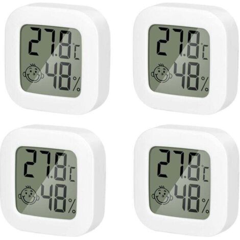 Confezione da 4 mini termometri igrometri per interni ad alta precisione con icona dell'aria, ideali per cucina, cameretta dei bambini, serra, magazzino e ufficio. (1/5)