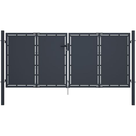 vidaXL Cancello per Giardino in Acciaio 300x125 cm Antracite (1/5)