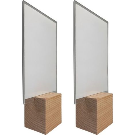 Socle cube en bois brut de dimensions 8 x 8 x 6,5 cm avec PLEXI format A5 - Lot de 2 (1/4)