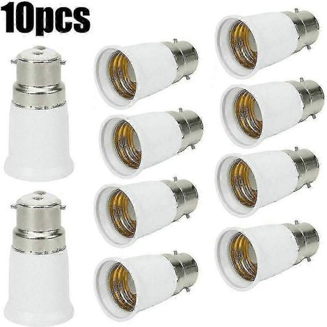 Lot de 10 adaptateurs pour ampoules B22 vers E27 - convertisseur à baïonnette vers à vis Edison (1/3)