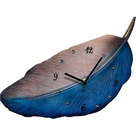 Nordische Vintage-Wanduhr aus Holz mit sanftem Federdesign, geräuschlos, für die Zeitanzeige, Dekoration für Zuhause, Schlafzimmer, Wohnzimmer, Hintergrund.