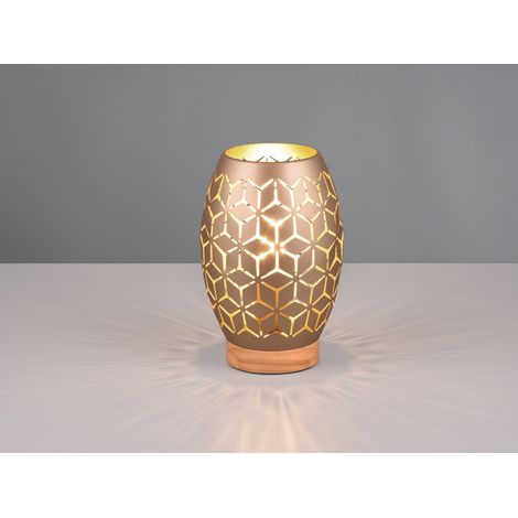Kleine LED Tischleuchte in Coffee mit ausgefallenem Stanzmuster, H: 21cm (1/4)