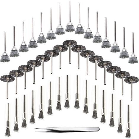 45 Pièces Outil de Perceuse à Bois Brosse Métallique Fil d'Acier Inoxydable Brosse de Perceuse Rotative en Métal, Argent (Acier Inoxydable) (1/5)