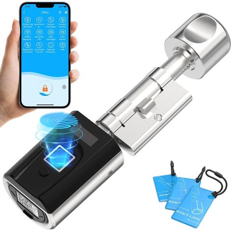 Serrure Connectée serrure empreinte digitale  Carte RFID,APP,Serrure biométrique WiFi accès à distance,cylindre electronique 30/30,Smart Lock pour maison connectée (1/5)