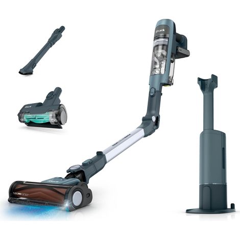 Aspirateur balai sans fil avec base de chargement à vidage automatique et filtre HEPA, détection automatique des saletés, bords, coins, tapis, moquettes et sols durs, manche flexible, jusqu'à 60 minut (1/5)