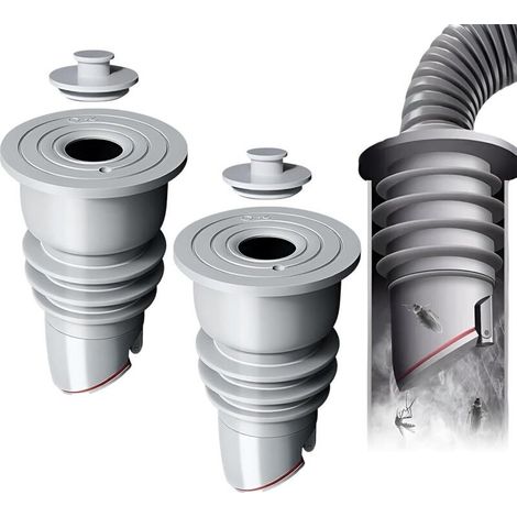 2 x 35-40 mm Valve anti-odeurs Odour Seal pour lave-linge, élimination des odeurs pour lave-linge, cuisine, salle de bain (gris) (1/5)