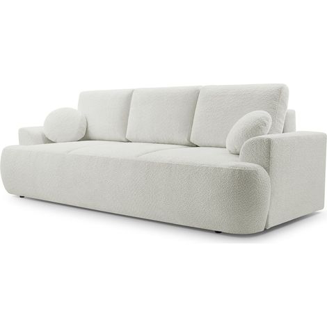Selsey BARLETTO– Canapé convertible 3 places – boucle– beige clair
