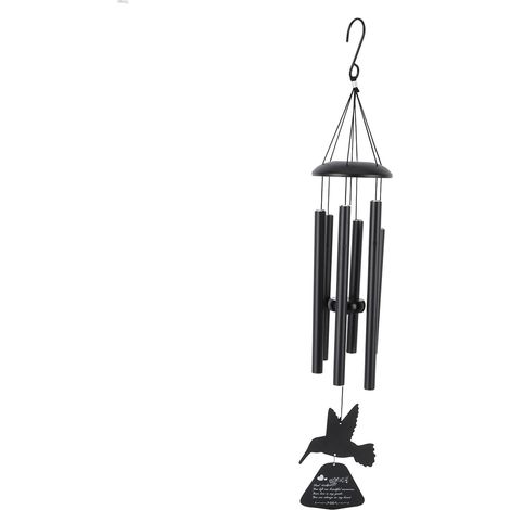 Carillon éolien colibri, 91 cm (36 pouces), aluminium et fer, son profond, idéal comme souvenir pour la décoration de patio, jardin ou terrasse, modèle Père Noir. (1/5)