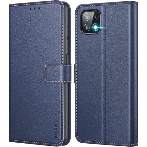 Handyhülle für Samsung Galaxy A22 5G, Kunstleder Flipcase mit Kartenfächern, Standfunktion, Blau (1/5)