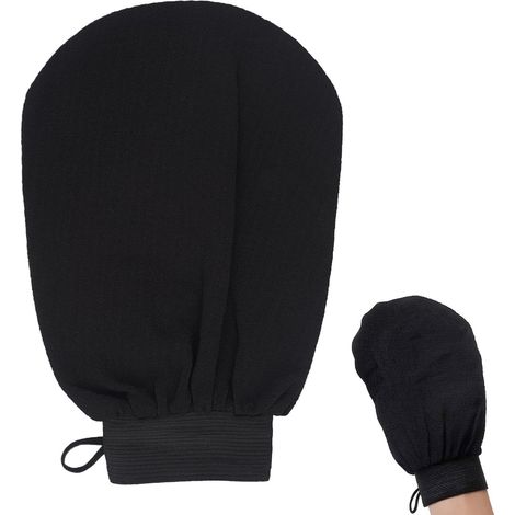10 Pièce Gant Exfoliant Corps,Gant de Toilette Exfoliant Exfoliating Glove Gant Douche Gant Exfoliant Corps Soie Gant Gommage Corps et Visage pour Corps et Visage de Nettoie-Noir (1/5)