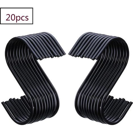 S-förmige Haken, 20er-Set, 8 cm, flache S-förmige Küchenhaken mit Chromoberfläche, Edelstahlhaken zum Aufhängen von Handtüchern, Geschirr, Pflanzen, Gartengeräten, Schals (1/5)
