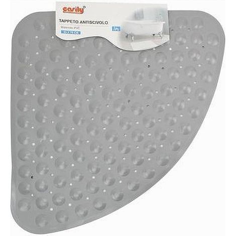 Trade Shop - Rutschfeste dreieckige Matte aus PVC, grau, für Badewanne und Dusche, 50 x 70 cm, 79737 - (1/2)
