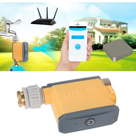 Controlador de riego inteligente y programable con conectividad Wi-Fi y Zigbee para el riego automático de jardines y balcones. Equipado con pantalla LCD. Carcasa: ABS, 15 x 9,5 cm. Peso: G1/2-G3/4. P (1/5)
