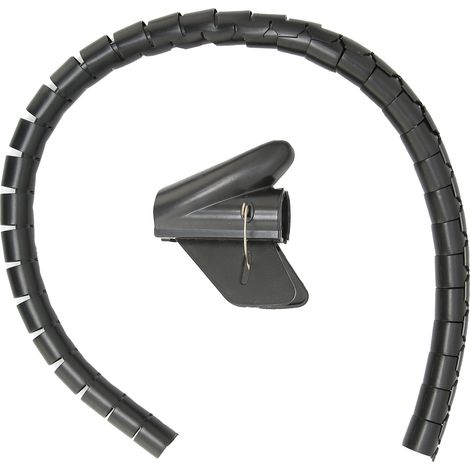 Gaine organisatrice de câbles en spirale, tube de gestion filaire ouvert avec clips, 10 mètres, noir, diamètre 10 mm (1/5)