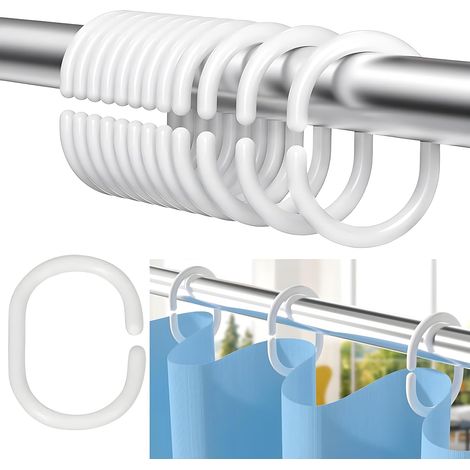 Anelli per tenda da doccia da 12 pezzi, anelli per tenda a forma di C, ganci per tenda in plastica, ganci per tenda da doccia bianchi, anelli per tenda da doccia per bagno, tende e tende da bagno