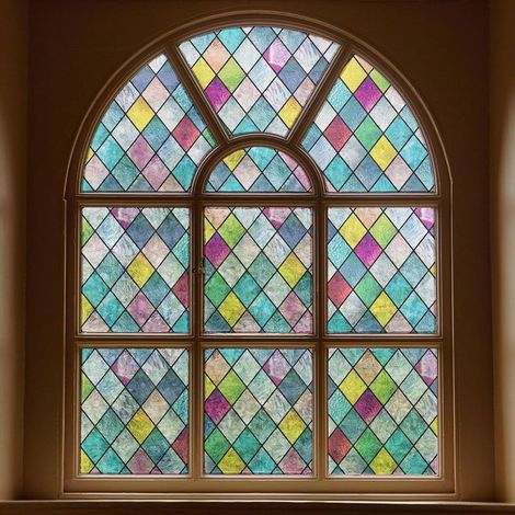 Film de confidentialité pour vitrail, Film de confidentialité pour fenêtre, teinté coloré en Treillis, Autocollants en Verre Arc-en-Ciel pour la Maison (1/5)