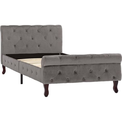 Maison Exclusive - Bettgestell Grau Samt 90 x 200 cm (1/5)