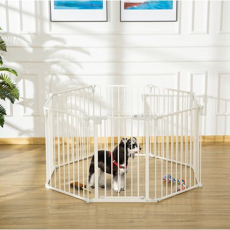 Parc pour chiots pliable 8 panneaux 60 x 76 cm, blanc HAVRYA (1/4)