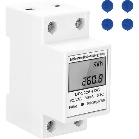 Medidor de energía eléctrica monofásico DDS-LDG 220 V 50 Hz con pantalla LCD y montaje en carril DIN de 35 mm (1/4)