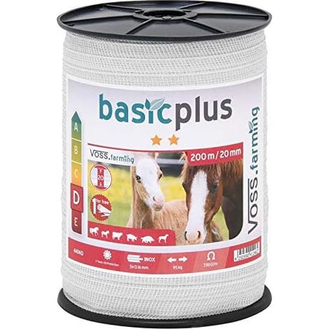 Ruban de clôture électrique 200 m 20 mm conducteur 5 x 0,16 mm Acier Inoxydable Cheval (1/3)