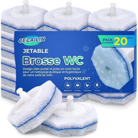Lot de 20 têtes de Brosse de Rechange pour Brosse WC jetable - 3 Couches épaisses - Matériau en Fibre pour Une Meilleure Formation de Mousse - Parfum Frais - Seulement 20 têtes de Rechange (1/5)