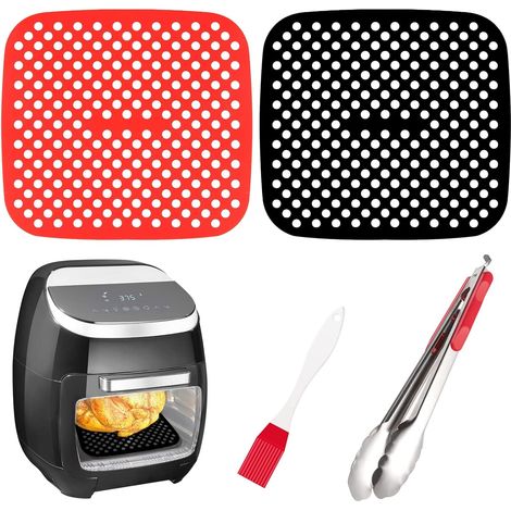Antihaftbeschichtete Luftfritteusen-Einlagen, 2er-Pack wiederverwendbare perforierte Silikon-Dampfmatten, antihaftbeschichtete Luftfritteusen-Matten (8,5 Zoll)