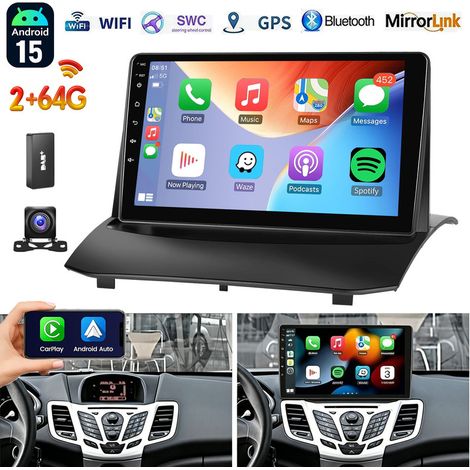 Autoradio Android 15 avec CarPlay, GPS, RDS, Wi-Fi et radio FM pour Ford Fiesta (2009-2017) - 2+64G DAB+ CAM
