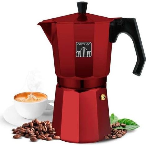 Cecotec Cafetera Italiana Mokclassic 900 Red. en Aluminio, Apta para Gas, Eléctrica y Vitro, 9 Tazas de Café, Junta de Silicona (1/4)