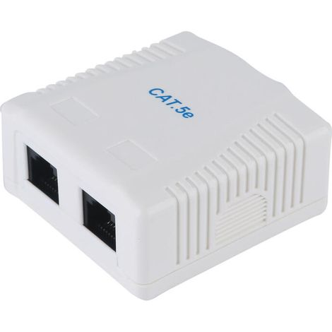ROSETA DE SUPERFICIE CATEGORIA 5e 2 HEMBRAS RJ45 COLOR BLANCO