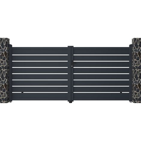 Set cancello a battente L350 x H158 cm + Motore RIVE in Alluminio Antracite - PRIMO