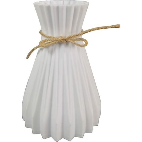Vase en plastique blanc, 12 x 17 cm – vase origami – parfait pour les fleurs séchées et la décoration moderne. (1/5)