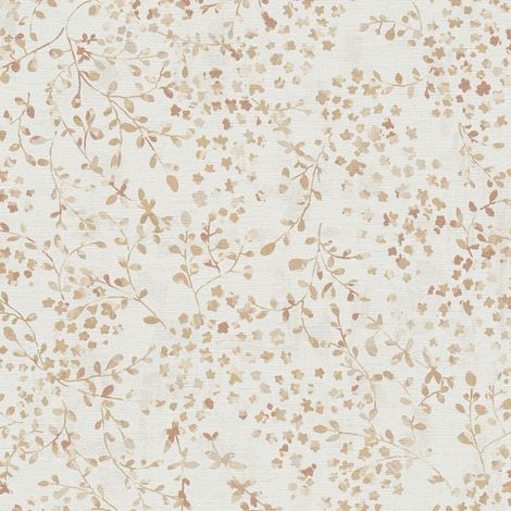 Papier peint floral Profhome 397473 papier peint intissé gaufré à chaud légèrement texturé avec des ornements floraux mat crème beige brun or 5,33 m2