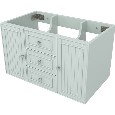 Meuble sous lavabo mural vert avec 3 tiroirs, MDF, 78,5×46×46,8 cm (1/5)